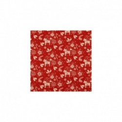Tissu Coton Noel Imprimé Cheval Rouge