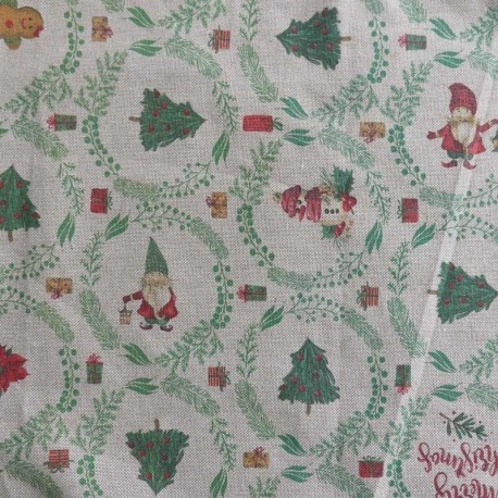 Tissu Hycu Toile Fond Coloris Lin Noel Vert 