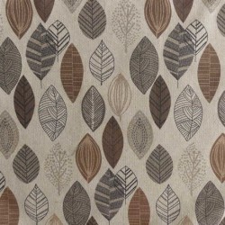 Tissu Hycu Toile Fond Coloris Lin Feuilles Brun 