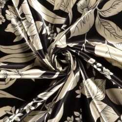 Tissu Satin Imprimé Noir 