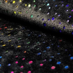 Tissu Velours Gaufre Noir multicolor 