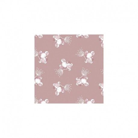 Tissu Jersey Coton Imprimé Souris Fond Rose