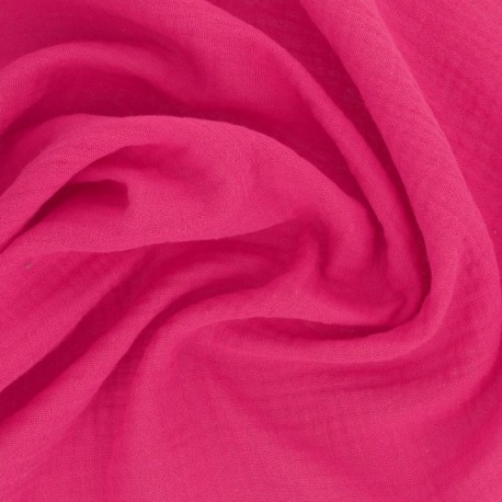 Tissu Francine Double Gaze Unie Fushia