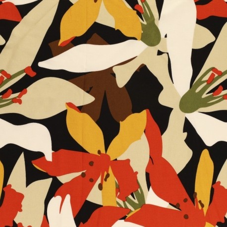 Tissu Viscose Rayonne Imprimée Feuilles