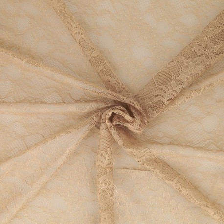 Tissu Dentelle Fleur Rachel Beige