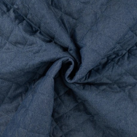 Tissu Matelassé Chambray Uni Bleu Denim 