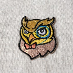 Ecusson corbeau et chouette sequin - Chouette