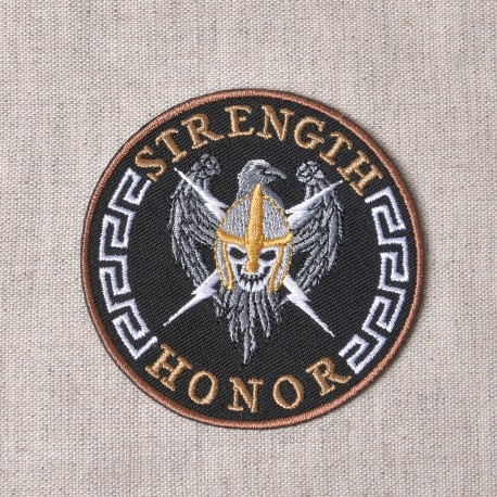 Ecusson blason tete de mort - Strength honor