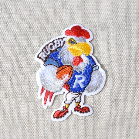 Ecusson coq rugby - Bleu