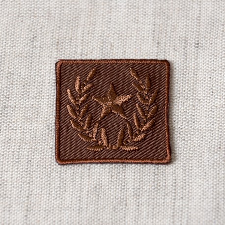 Ecusson badge etoile laurier - Marron