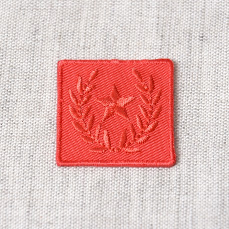 Ecusson badge etoile laurier - Rouge