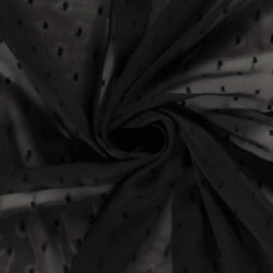 Tissu Dobby Voile Plumettis Noir