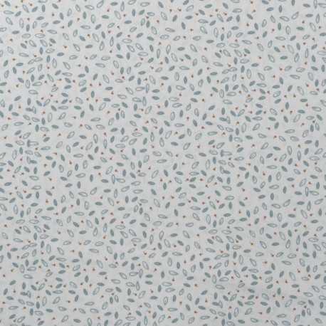 Tissu Popeline Imprimée Grains de Café Menthe 