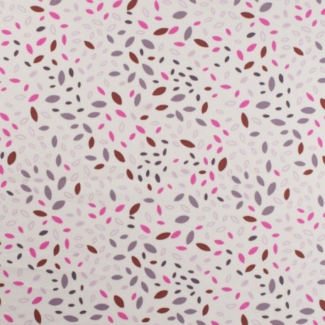 Tissu Popeline Imprimée Feuilles Fuchsia 