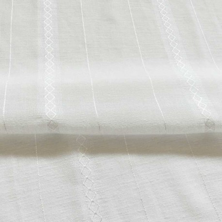 Tissu Etamine Rayure Jacquard Emma Blanc