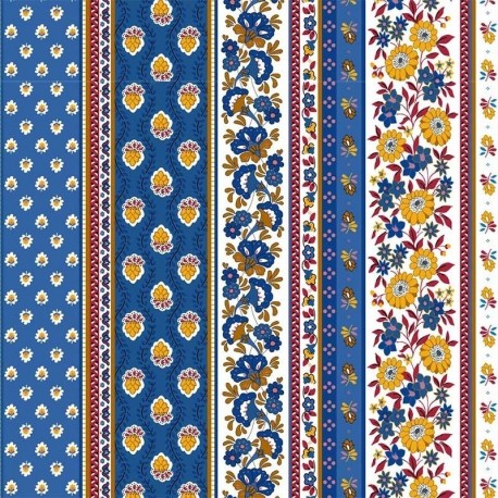Tissu Aix Rayure Tissu Provencal Bleu 