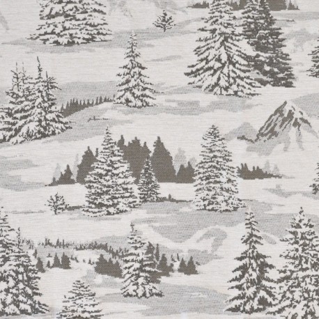 Tissu Neve Jacquard Chenillé Montagne Gris