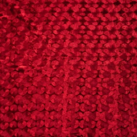 Tissu Velours Relief Rouge 