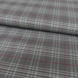 Tissu Tartan Ecossais Gris rouge 