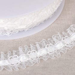 Galon dentelle froncée blanc