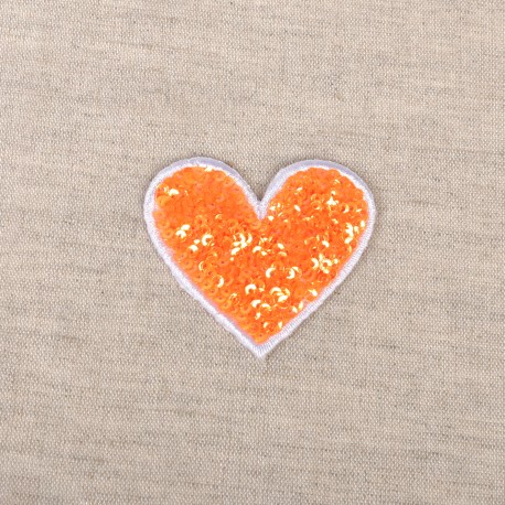 Motif coeur sequin - Orange