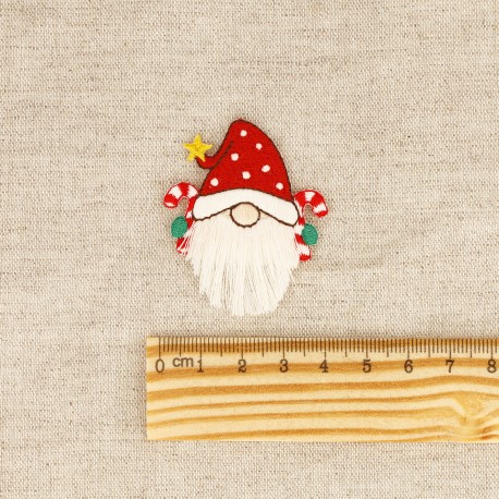 Ecusson noel pompon - Lutin rouge