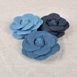 Fleur camelia denim broche 8cm