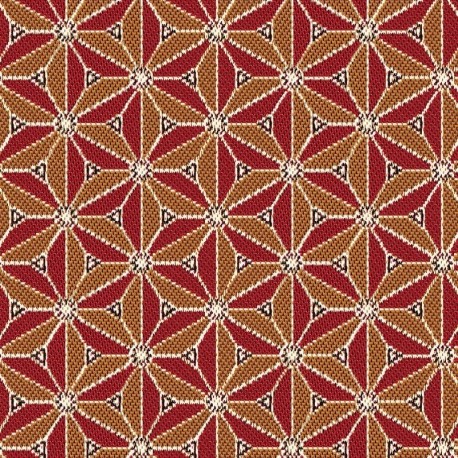 Tissu Jacquard Origami Coloris Rouge jaune 