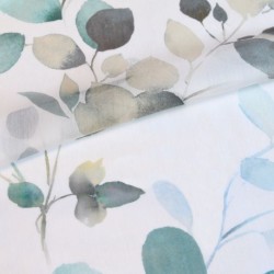 Tissu Voile Imprimé Imprimé Eucalyptus Aqua 