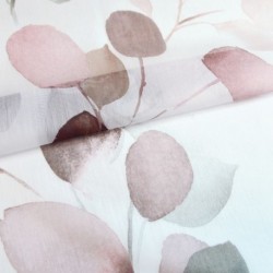 Tissu Voile Imprimé Eucalyptus Rose 