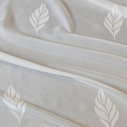 Voile Brodé Lucia Feuille Blanc 