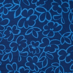 Tissu Viscose Nylon Imprimé Fleurs Bleues