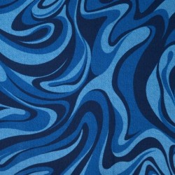 Tissu Viscose Nylon Imprimé Vagues Bleues