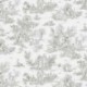 Tissu Mini Pastorale Toile Effet Jouy Gris Grande Largeur