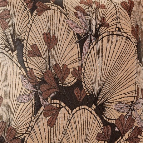 Tissu Jacquard Libellule Brique 