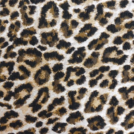 Tissu Jacquard Pelage Leopard Peanut