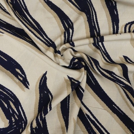 Tissu Viscose Imprimée Vague Taupe