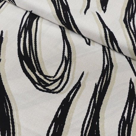 Tissu Viscose Imprimée Vague Blanc 