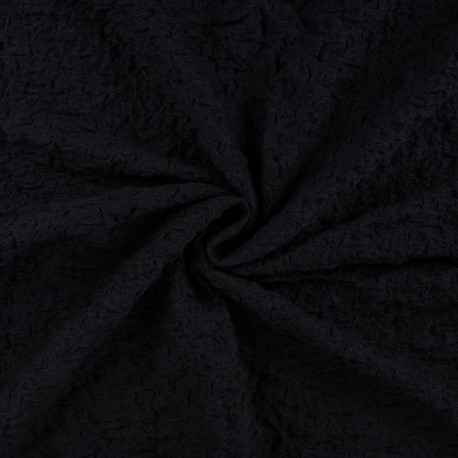 Tissu Coton Cloqué Uni Noir 