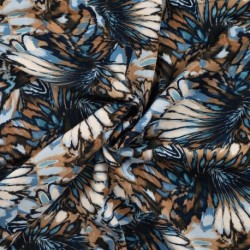 Tissu Satin de Viscose Imprimé Abstrait Bleu
