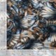 Tissu Satin de Viscose Imprimé Abstrait Bleu