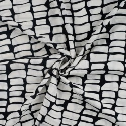 Tissu Voile de Coton Viscose Imprimé Croco Blanc 