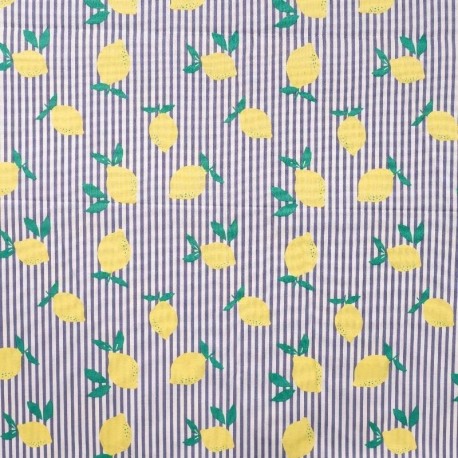 Tissu Coton Elasthane Imprimé Citron 