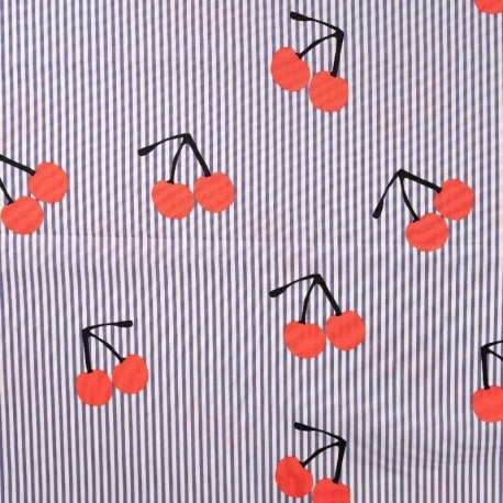 Tissu Coton Elasthane Imprimé Cerise