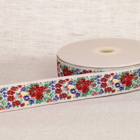 Galon jacquard fleurs