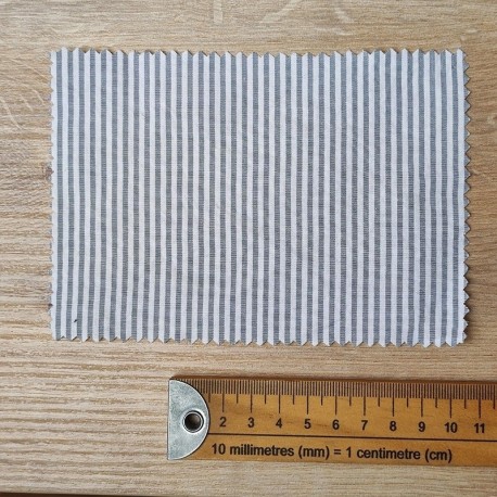 Tissu Polycoton Rayure Gaufrées Gris