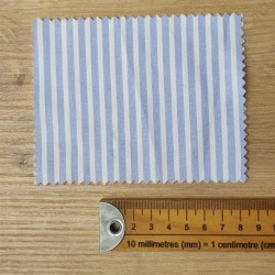 Tissu Polycoton Rayures Bleu Clair