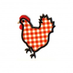 Poule motif rouge - Poule orange