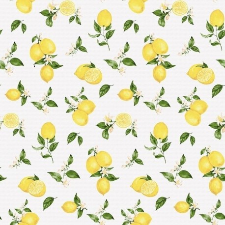 Tissu Enduit Limonada Citrons Jaunes 