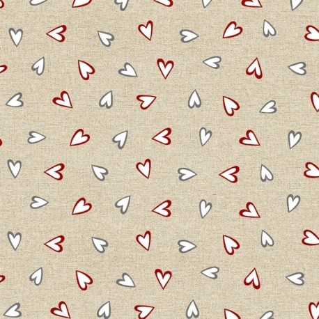 Tissu Toile Loneta Adore Coeur